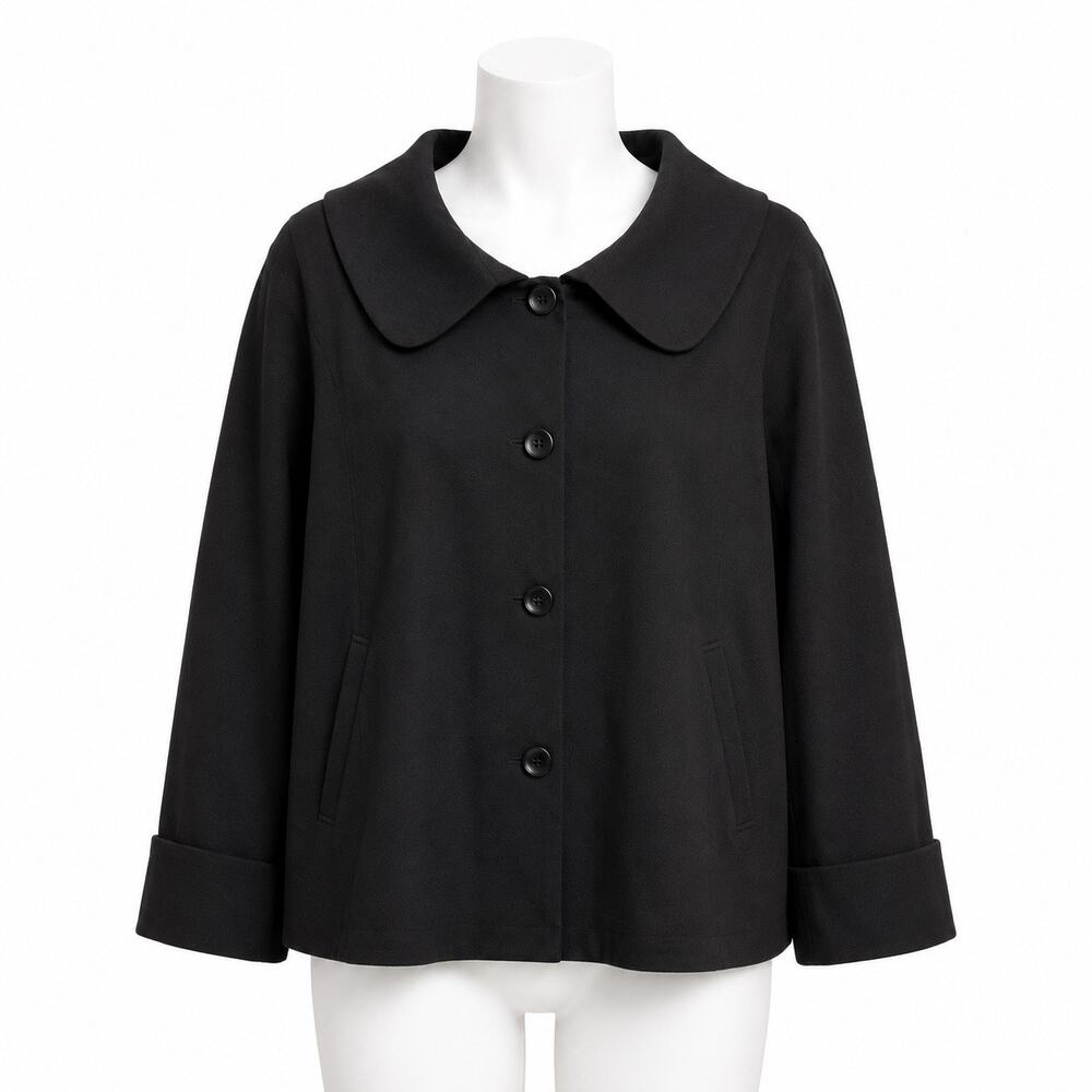 Theory Olivas K Coat Size M Black Peter Pan Collar Cropped Blazer Jacket *AS IS*